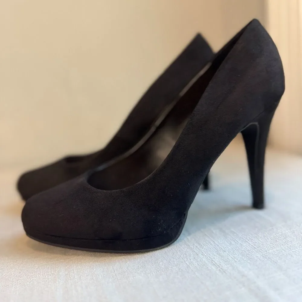 Kelly & Katie Nightengale 7.5M Black Faux Suede Stiletto Heels Platform